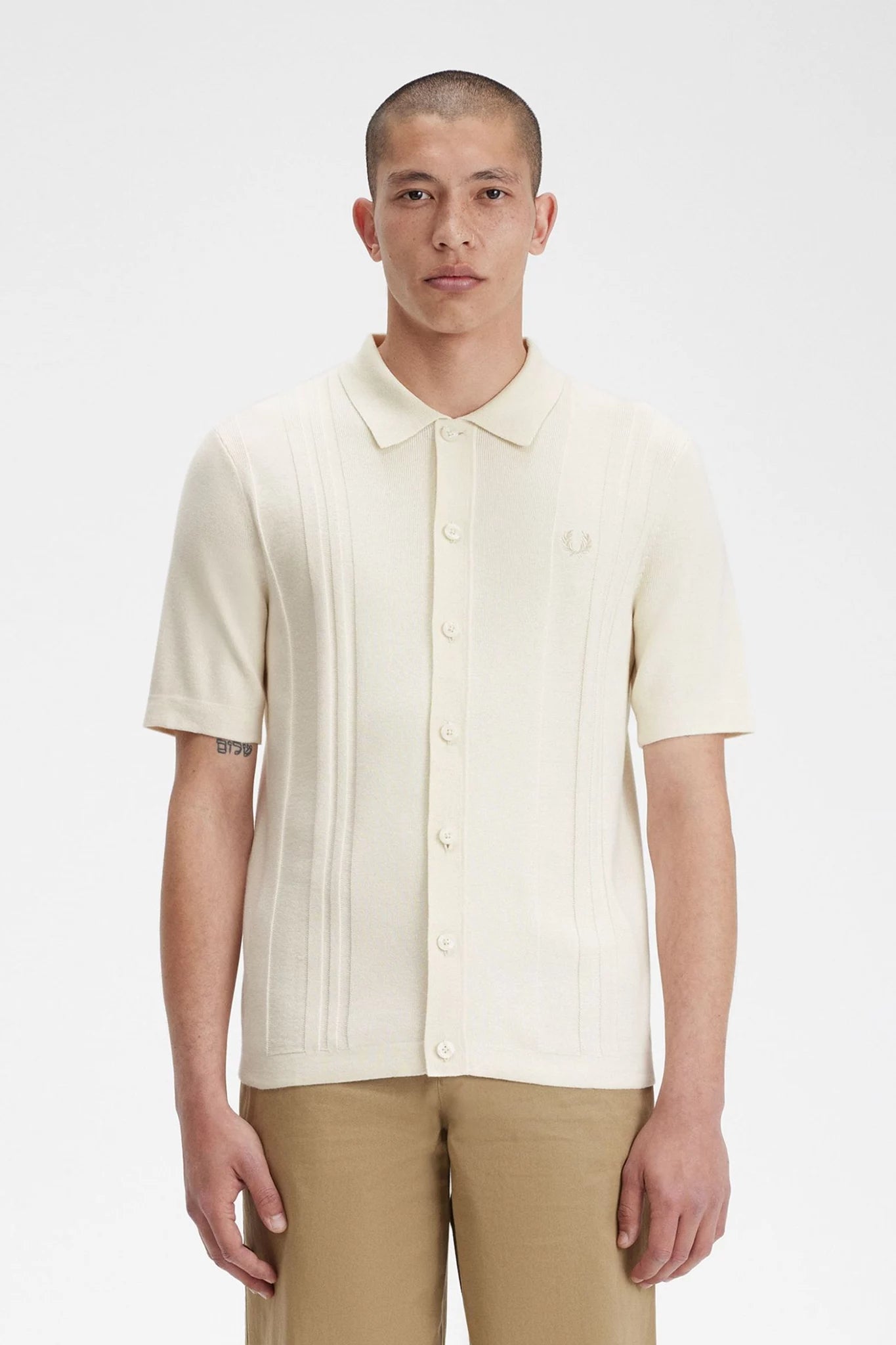 Button Through Knitted Shirt Shirts Fred Perry   