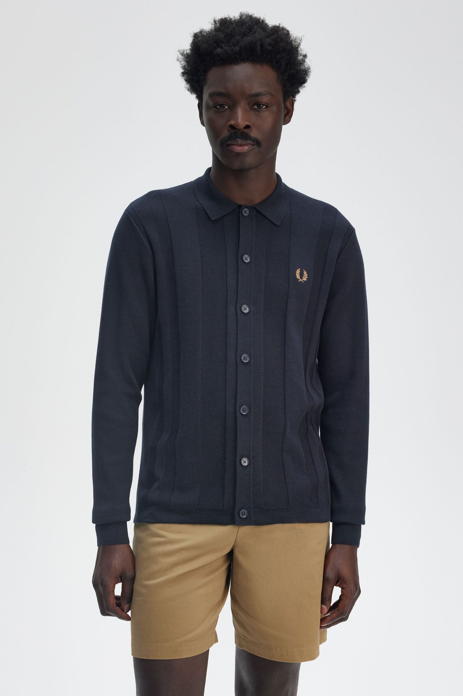 Button Through Knitted Shirt Shirts Fred Perry