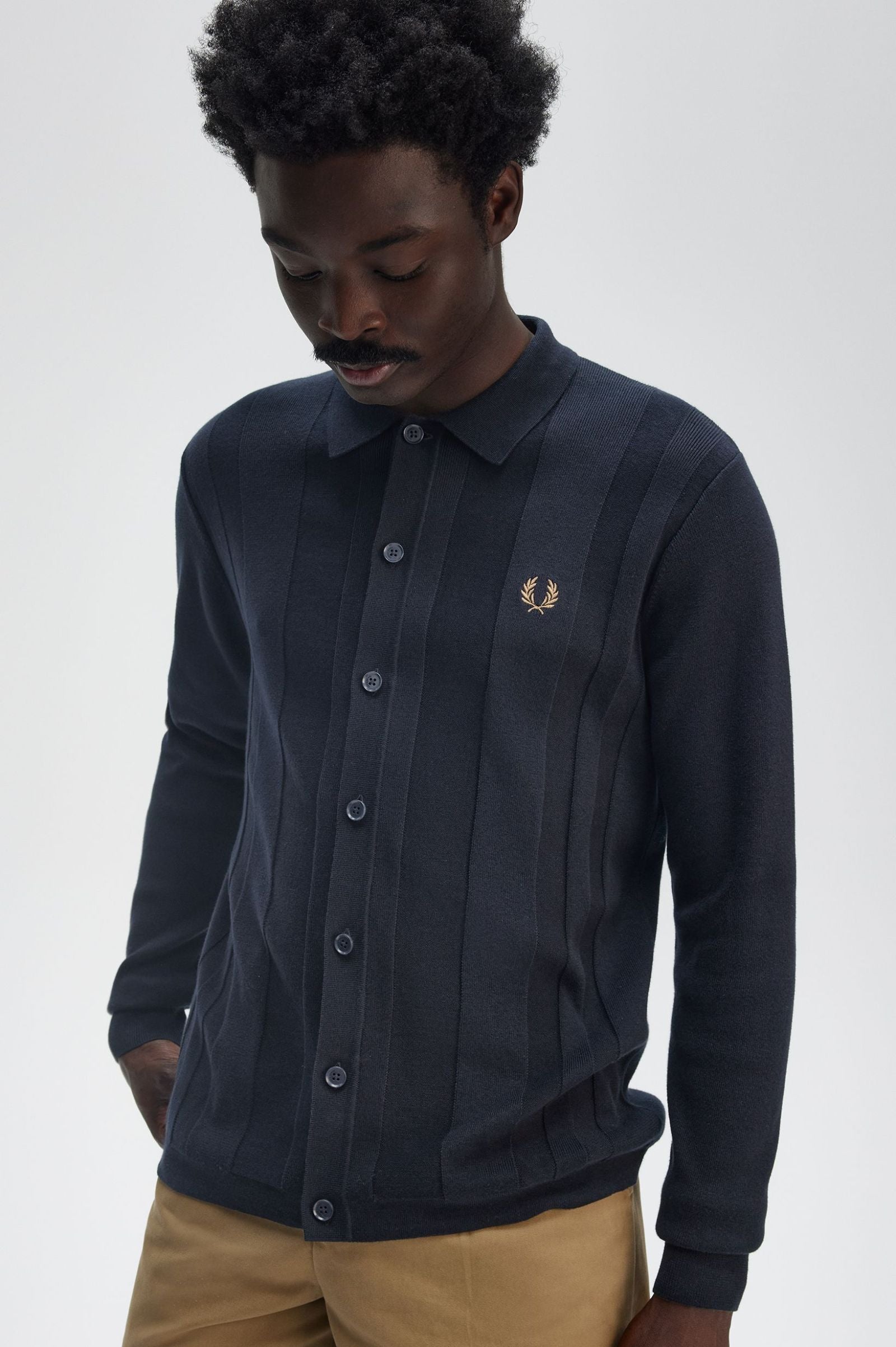 Button Through Knitted Shirt Shirts Fred Perry