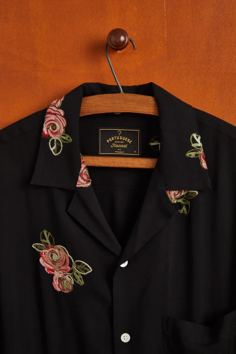 Embroidery Roses Shirt Shirts Portuguese Flannel   