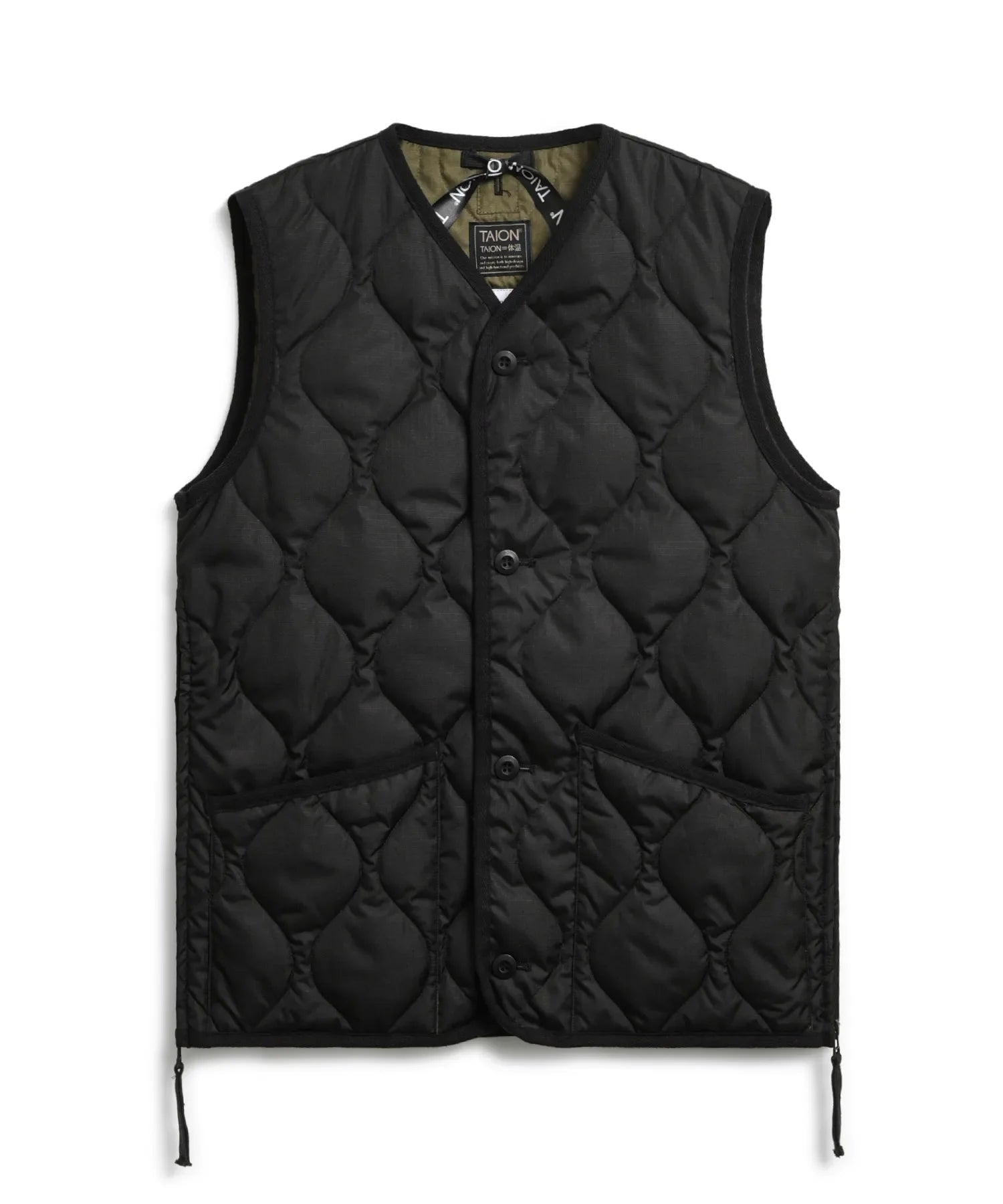 Military V-Neck Button Down Vest Vests Taion