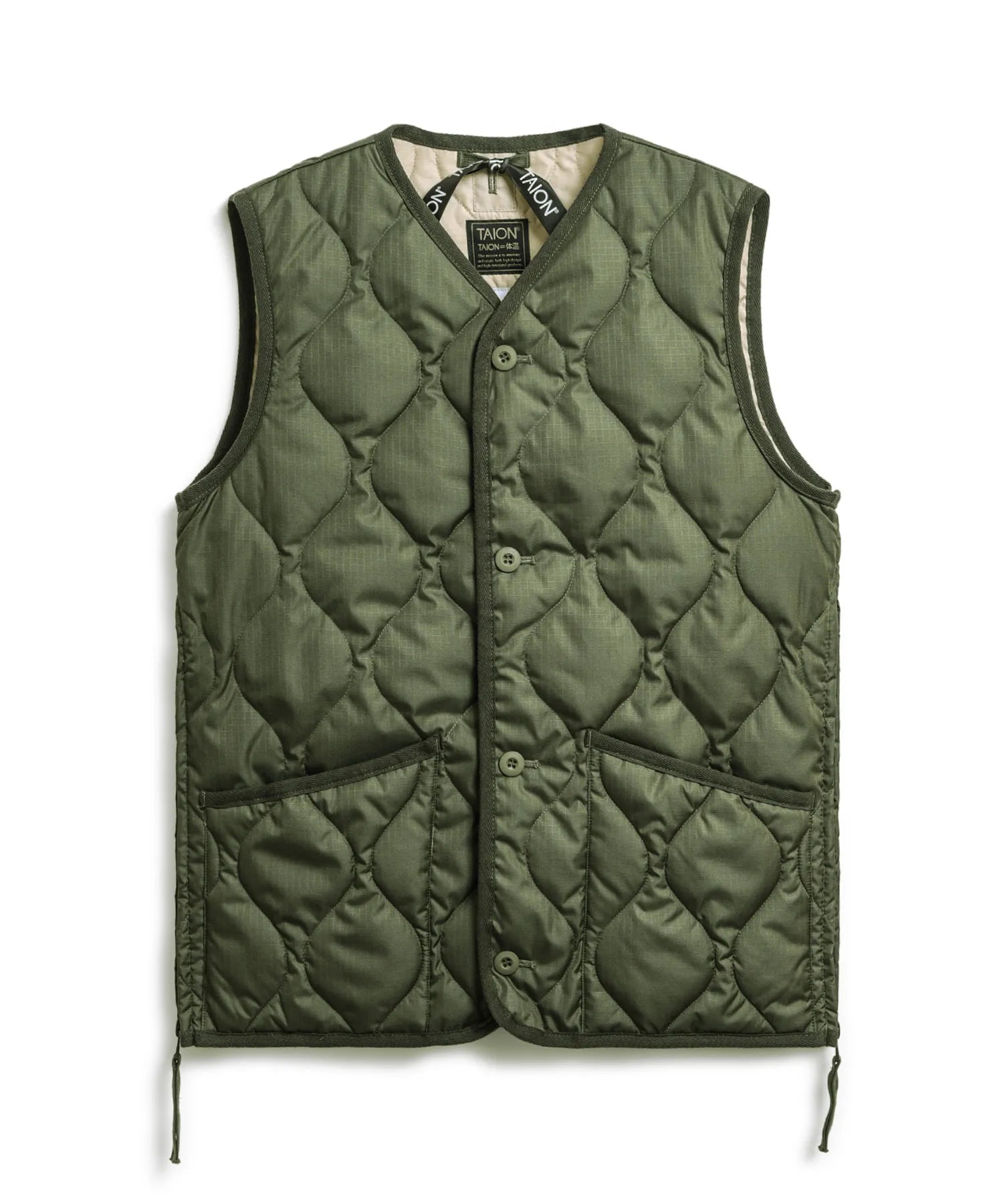 Military V-Neck Button Down Vest Vests Taion
