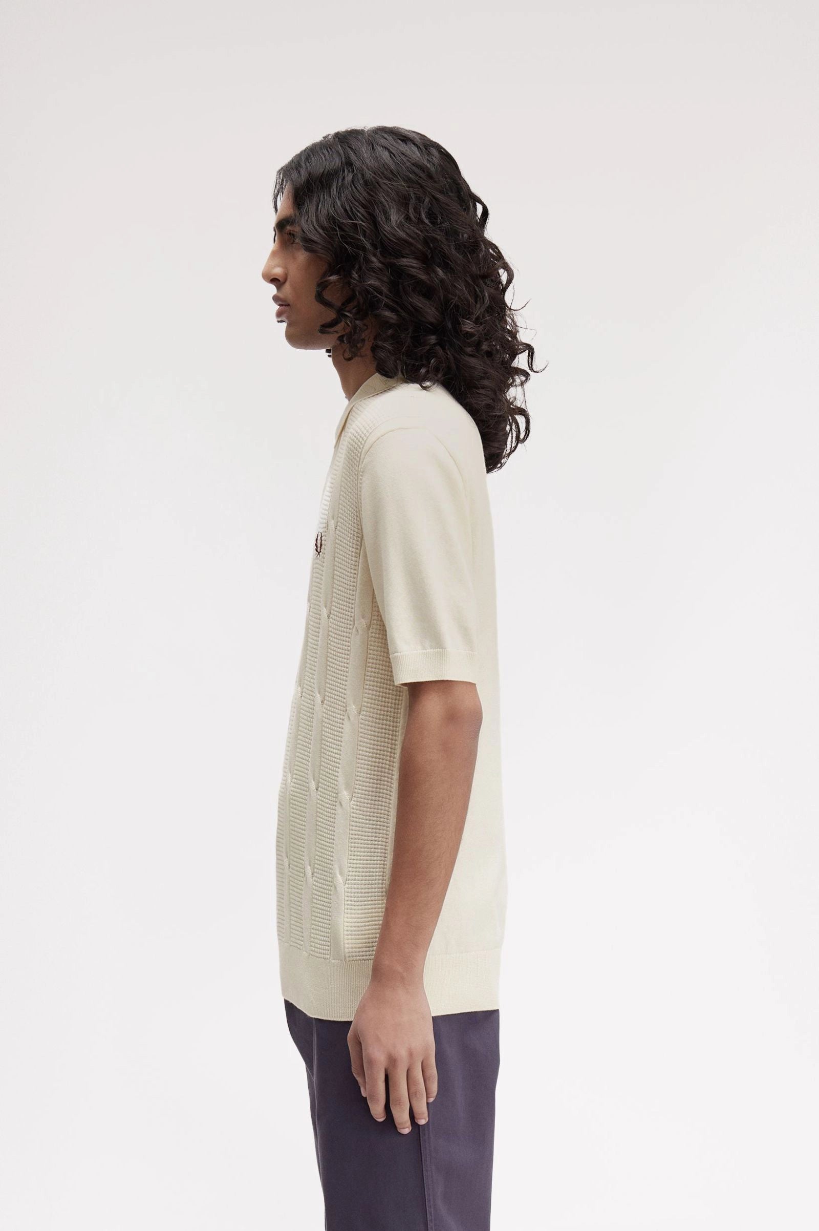 Textured Cable Knit Shirt Polos Fred Perry