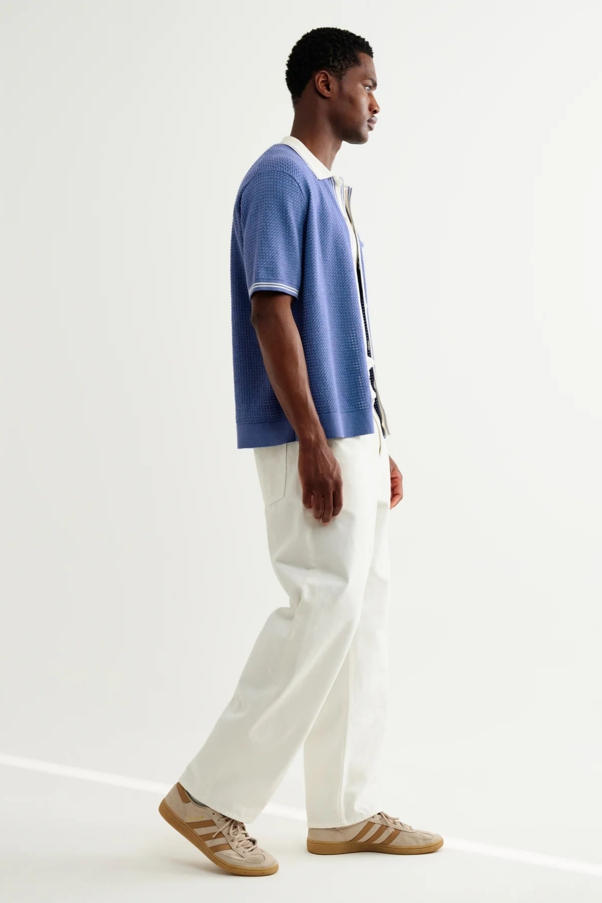 Belle Tipped Pointelle Polo Shirt Shirts Wax London
