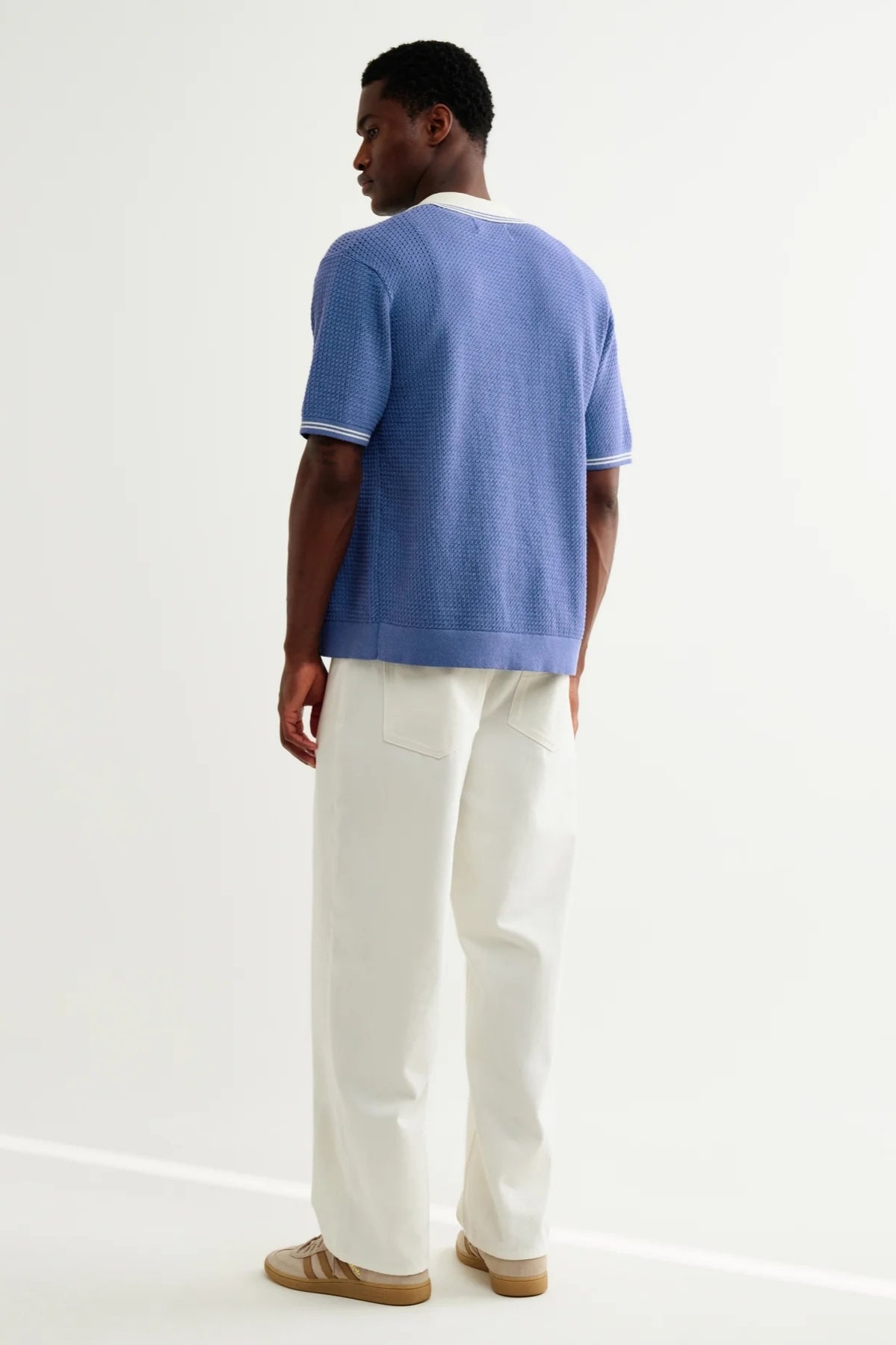 Belle Tipped Pointelle Polo Shirt Shirts Wax London