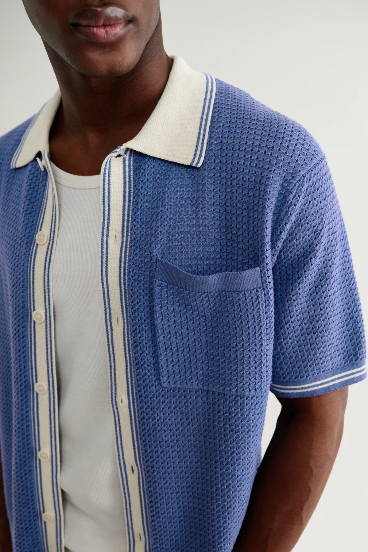 Belle Tipped Pointelle Polo Shirt Shirts Wax London