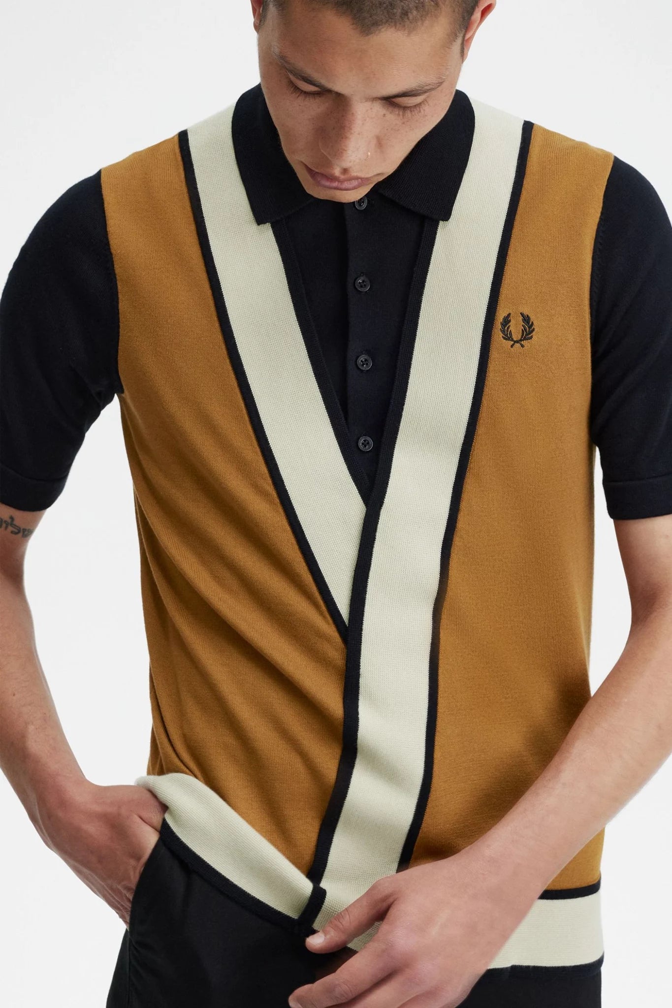 Knitted Crossover Shirt Sweaters &amp; Knits Fred Perry   