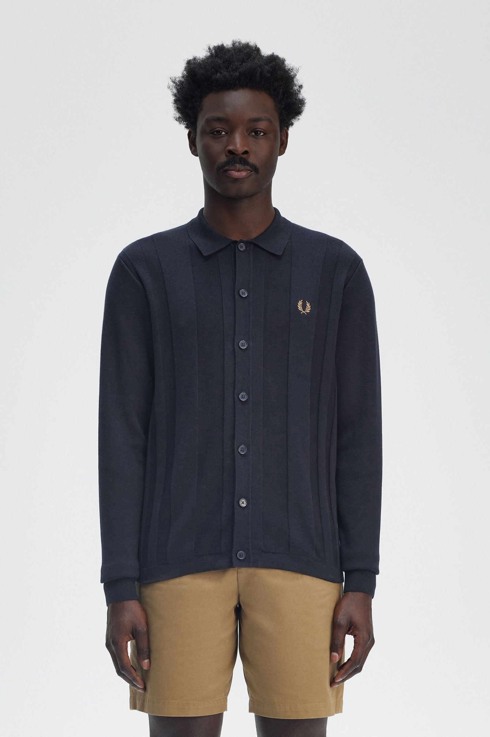 Button Through Knitted Shirt Shirts Fred Perry