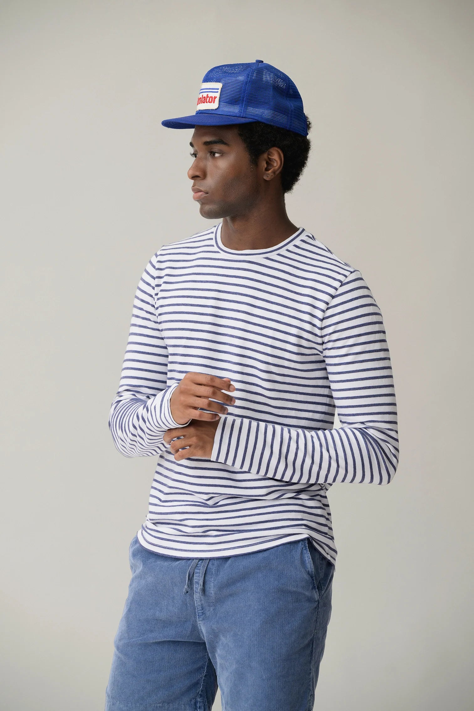 Long Sleeve Organic Hemp Stripe Crew Tee T-Shirts Save Khaki United