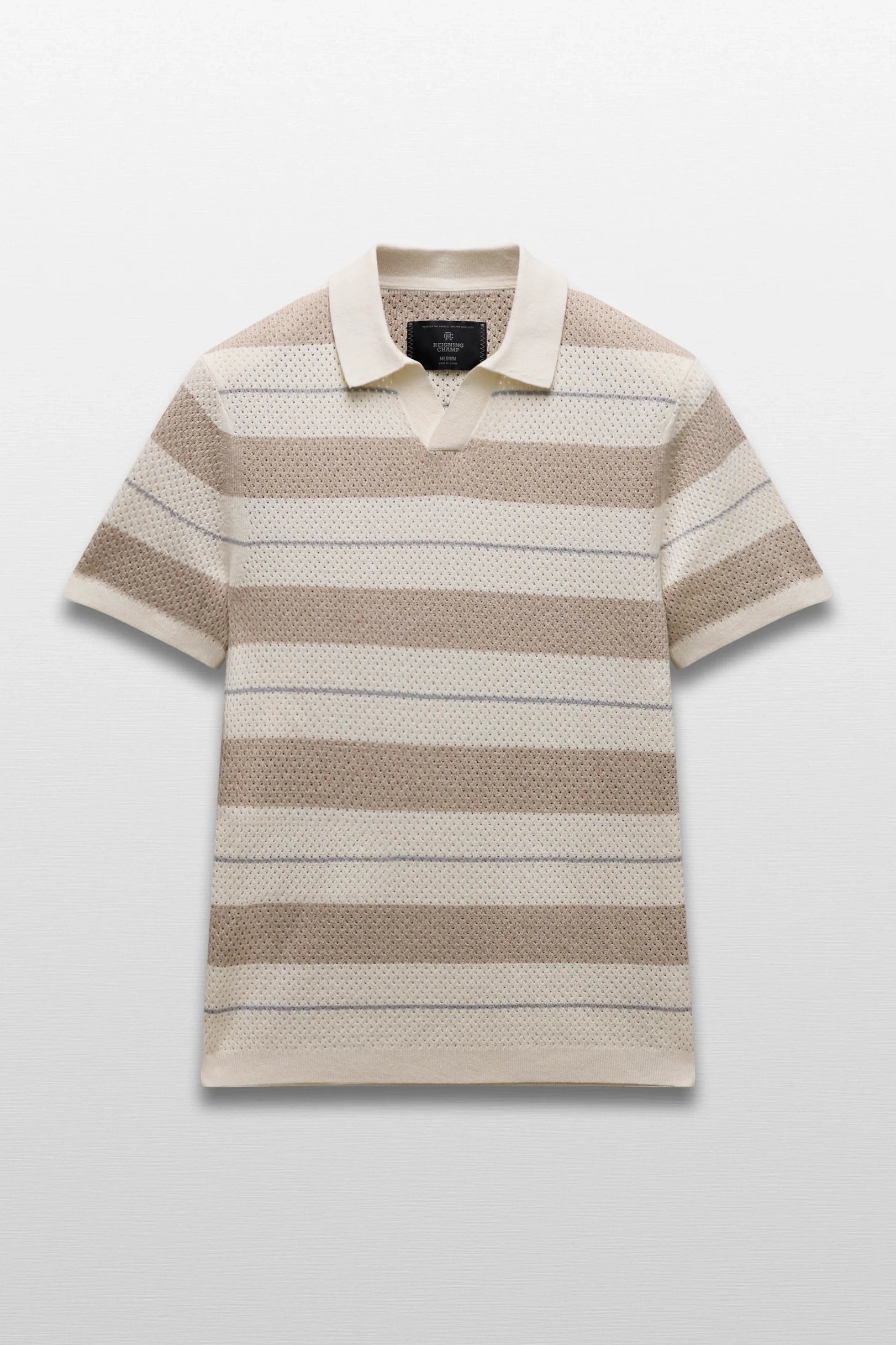 Cotton Linen Stripe Victor Polo Polos Reigning Champ