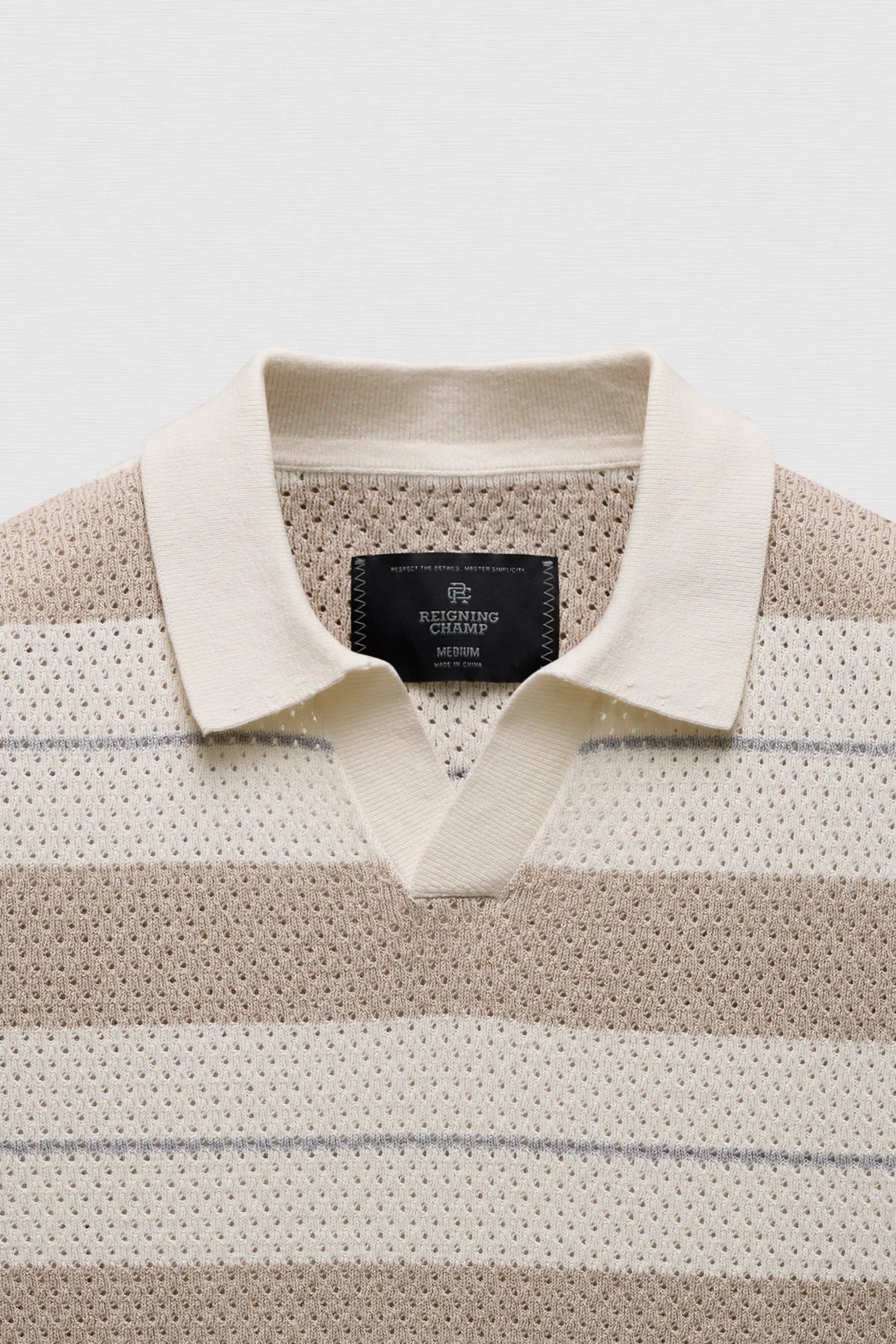 Cotton Linen Stripe Victor Polo Polos Reigning Champ