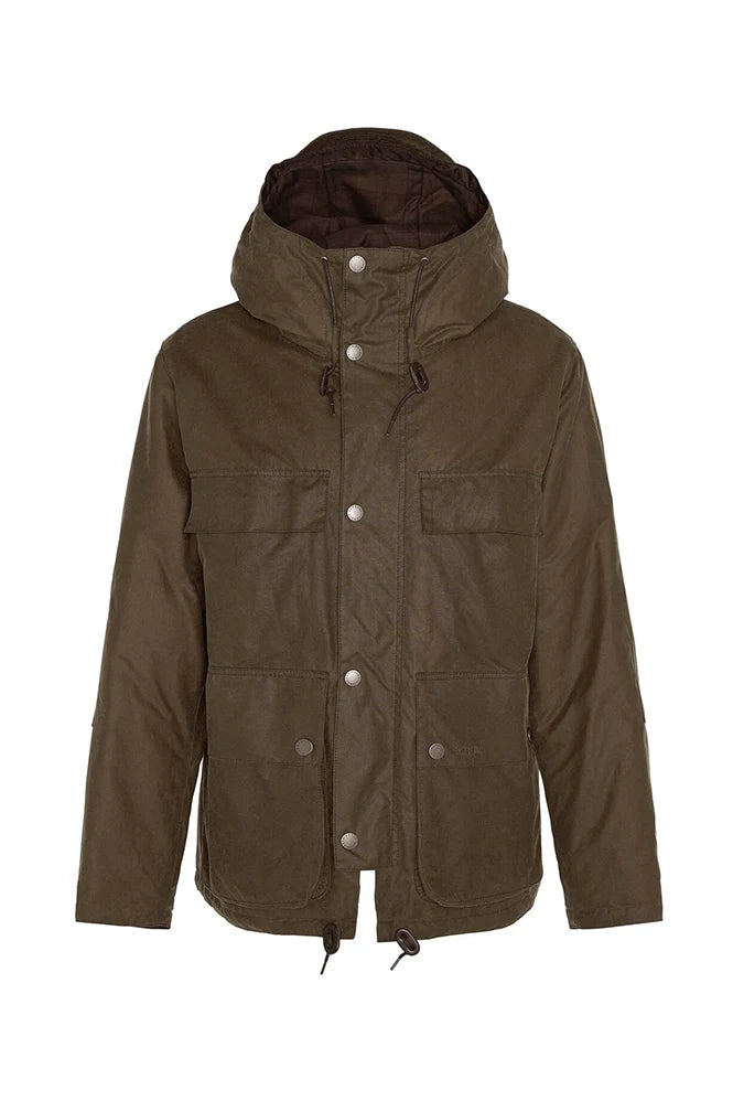 BARBOUR Re Engineered Durham Hooded Wax Jacket Beech