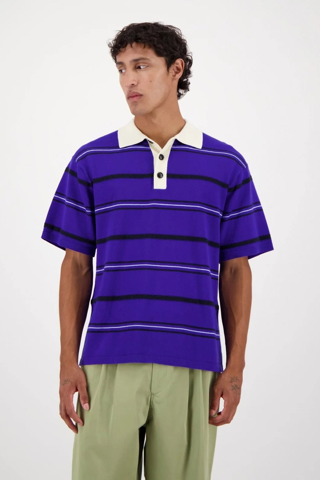 Lundy Stripe Knit Polo Polos Castart