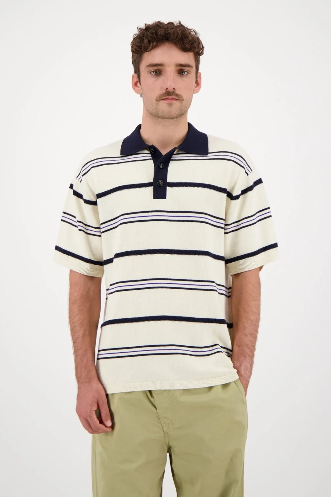 Lundy Stripe Knit Polo Polos Castart