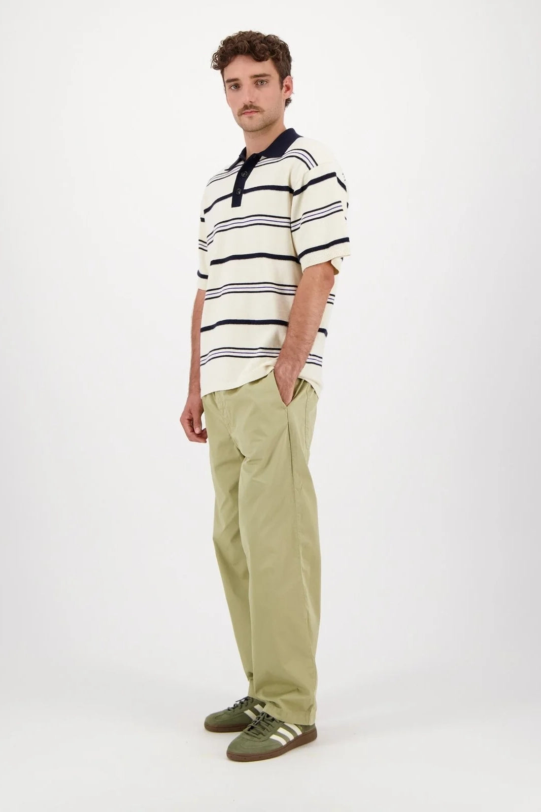 Lundy Stripe Knit Polo Polos Castart
