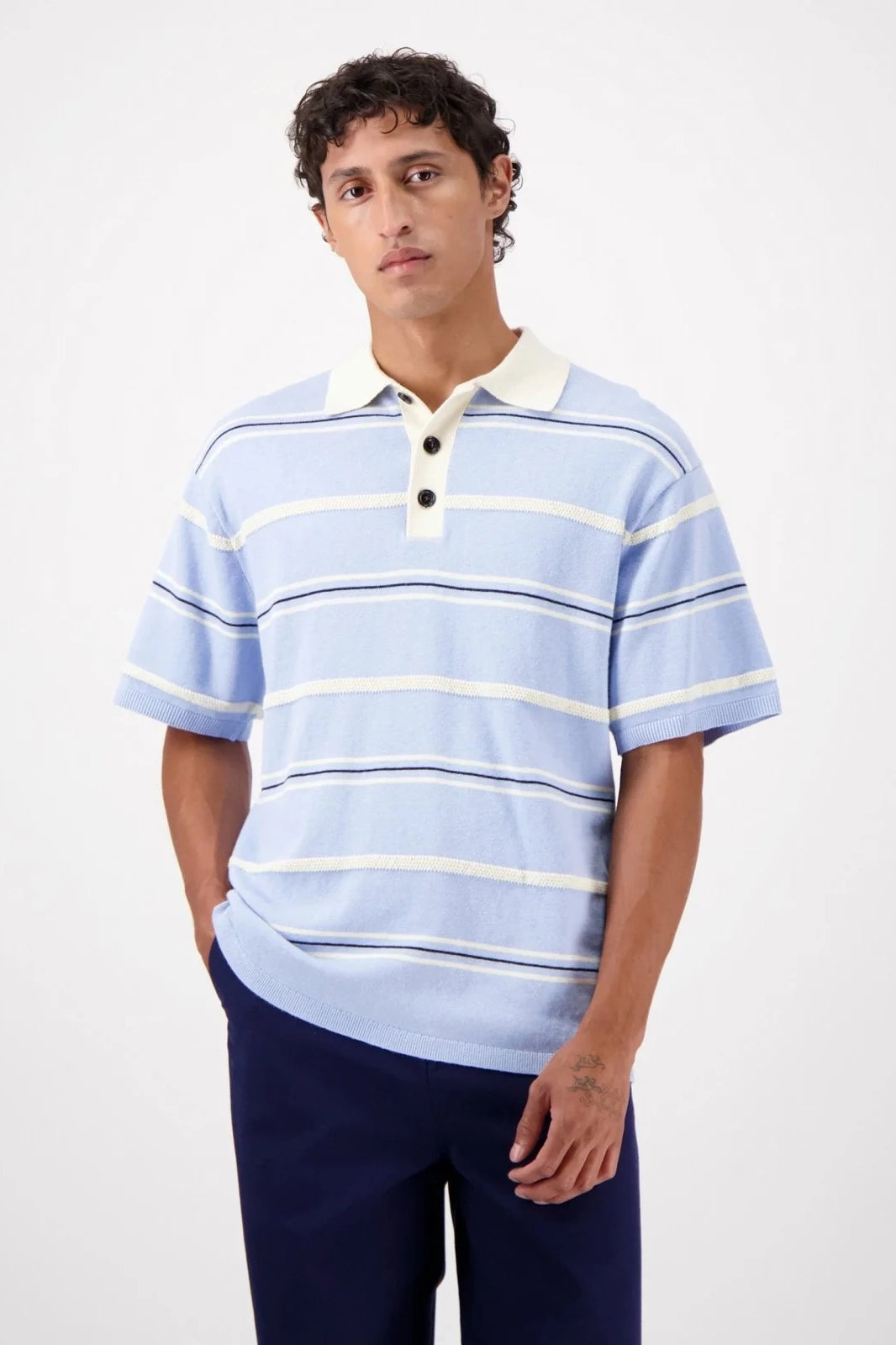 Lundy Stripe Knit Polo Polos Castart