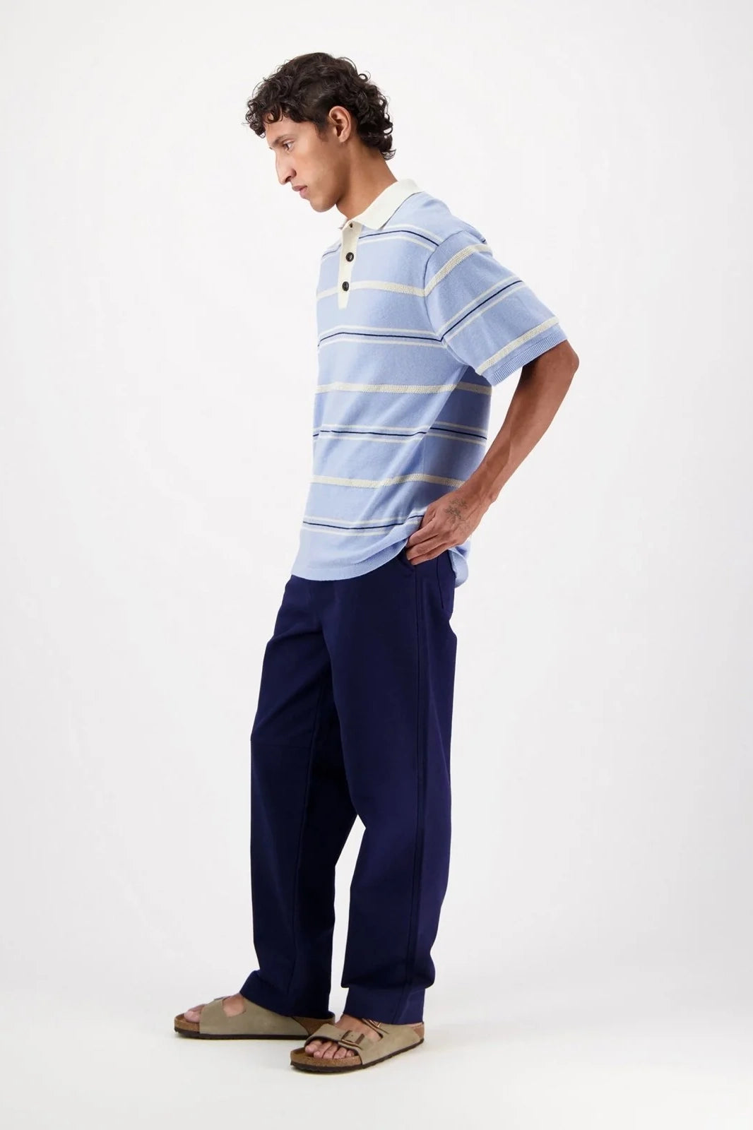 Lundy Stripe Knit Polo Polos Castart