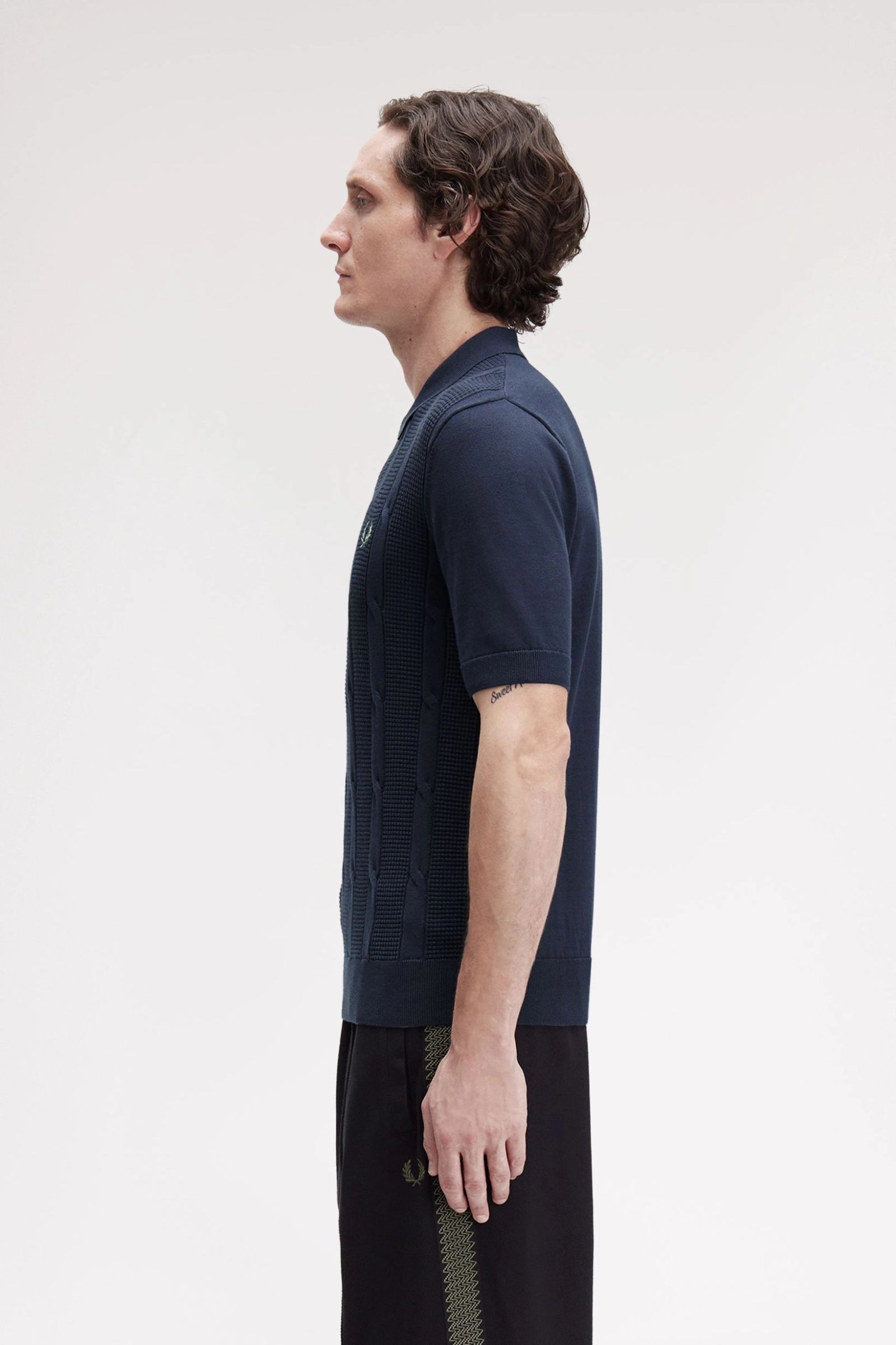 Textured Cable Knit Shirt Polos Fred Perry