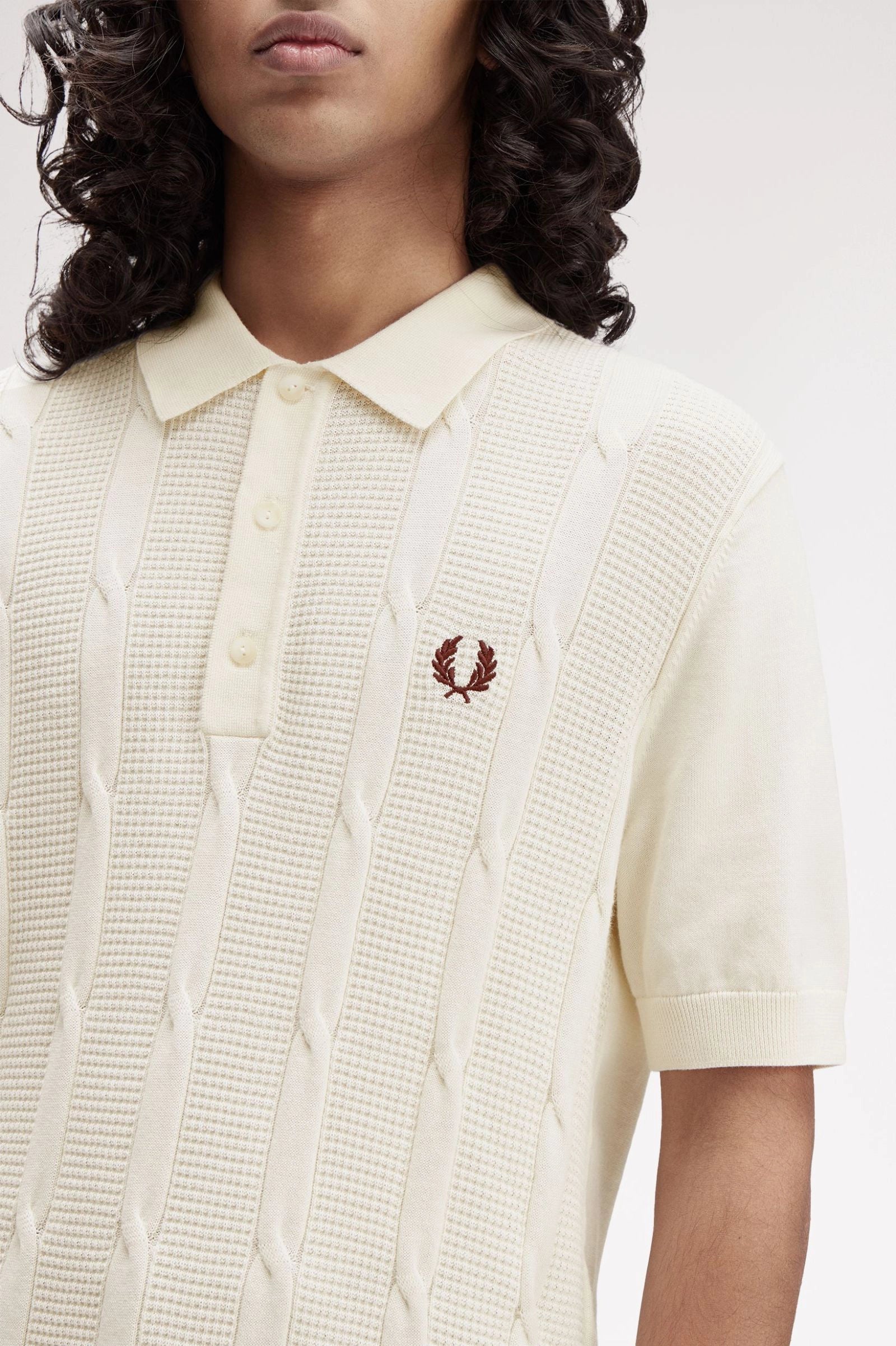 Textured Cable Knit Shirt Polos Fred Perry