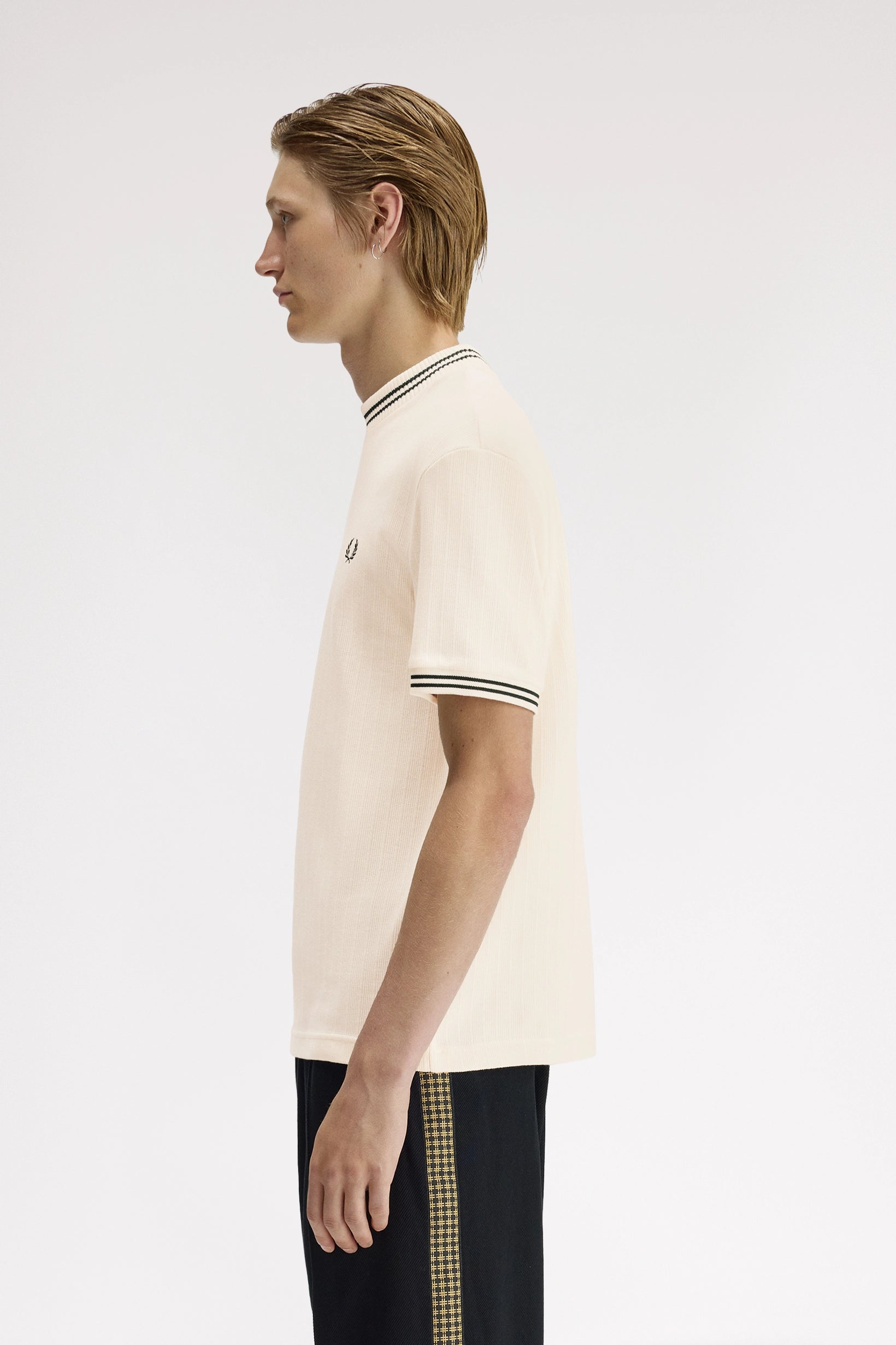 Trim Detail Crepe Pique T-Shirt (confirm image is correct) T-Shirts Fred Perry