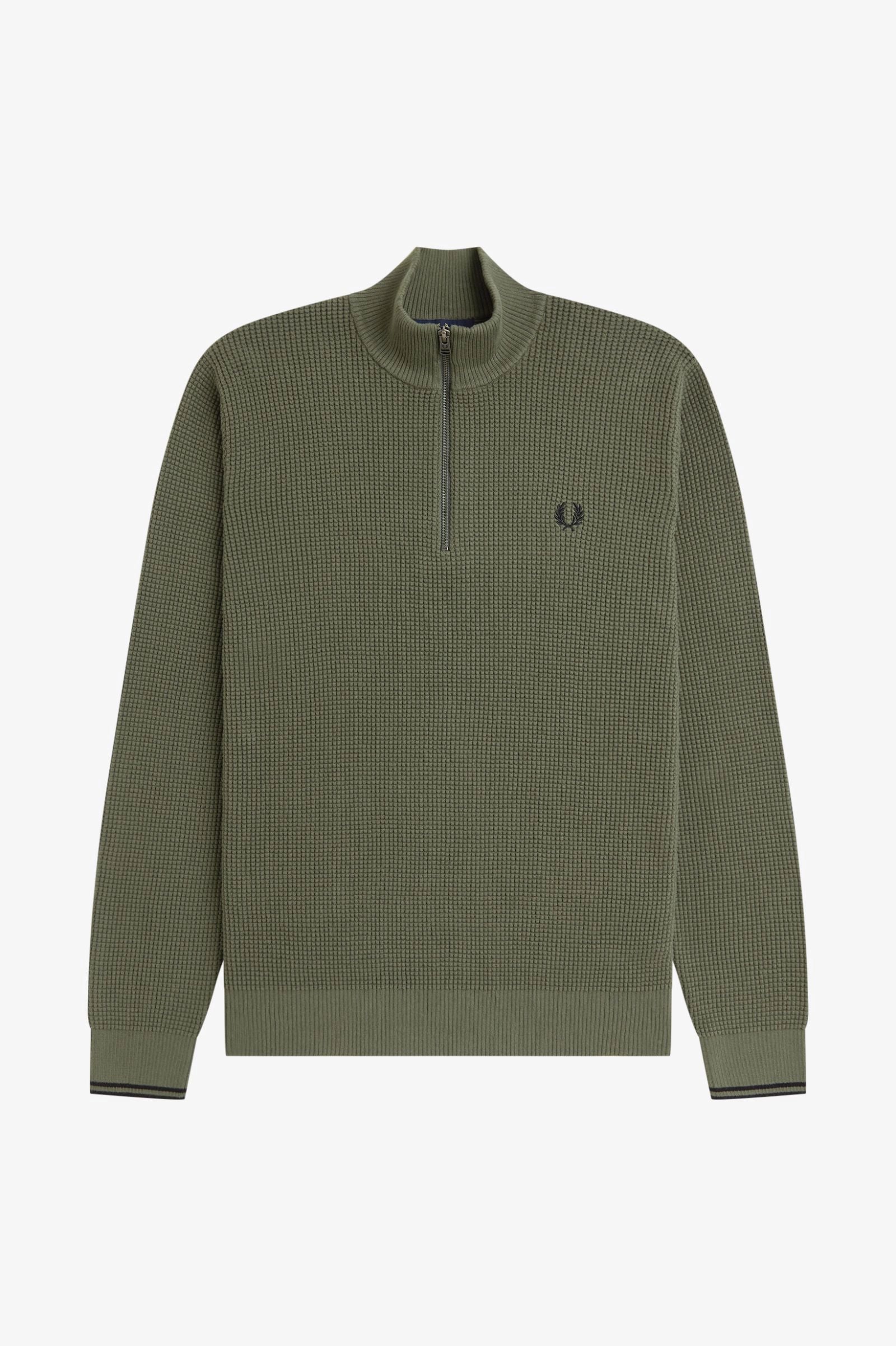 Waffle Stitch Half Zip Jumper Sweaters Fred Perry
