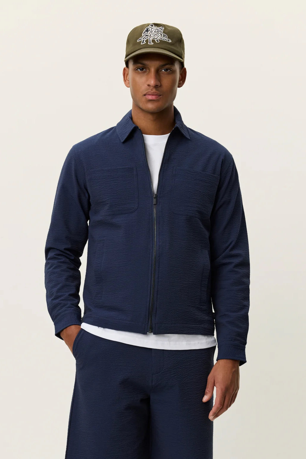 Marseille Seersucker Zipper Jacket Jackets Les Deux