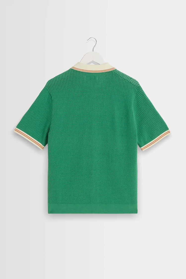 Belle Tipped Pointelle Polo Shirt Shirts Wax London
