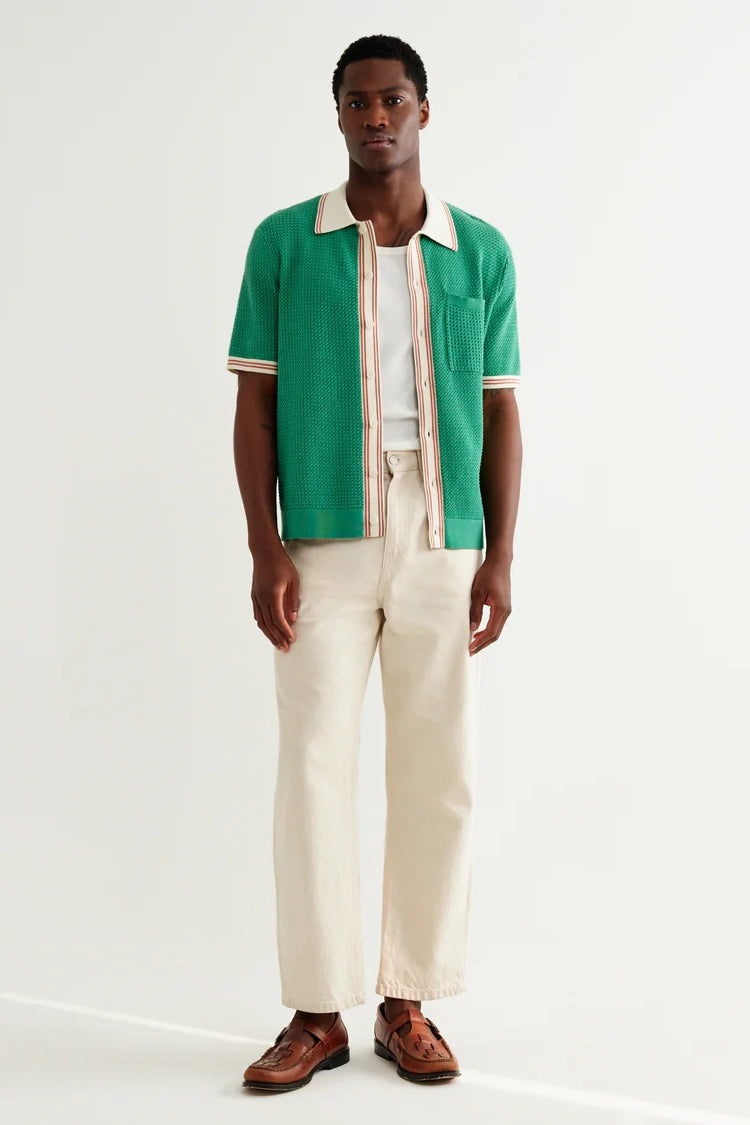 Belle Tipped Pointelle Polo Shirt Shirts Wax London