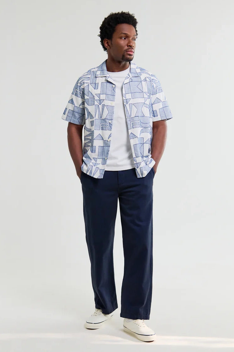 Didcot Geometric Embroidered Short-Sleeve Shirt Shirts Wax London