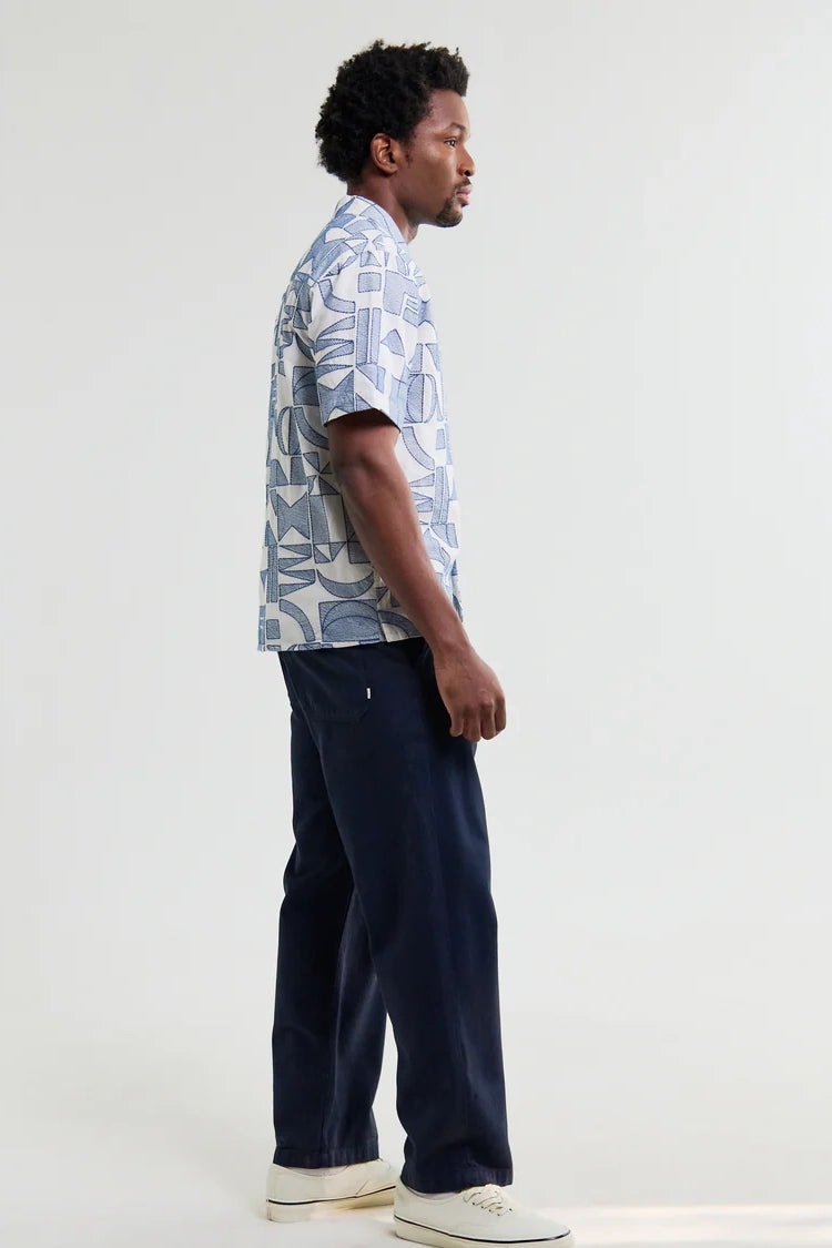 Didcot Geometric Embroidered Short-Sleeve Shirt Shirts Wax London