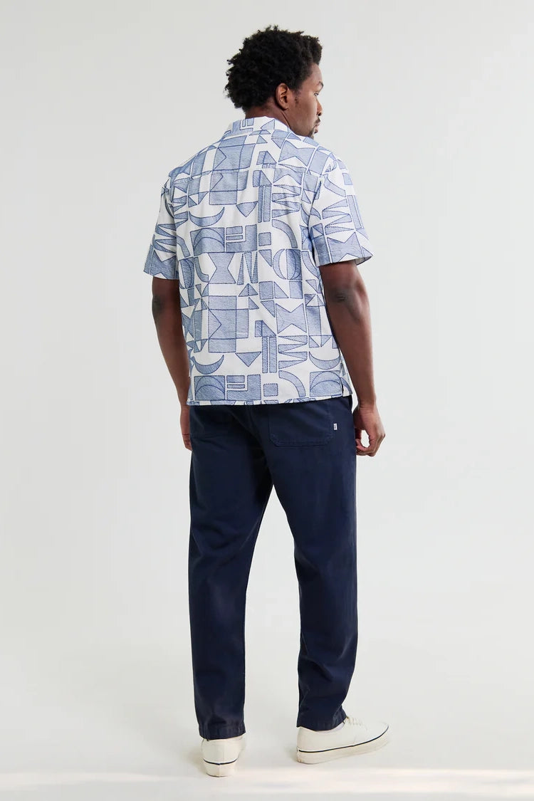 Didcot Geometric Embroidered Short-Sleeve Shirt Shirts Wax London