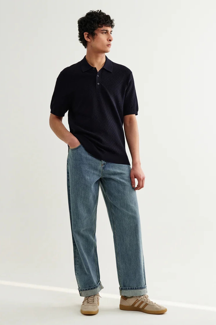 Naples Retro Diamond Knitted Polo Shirts Wax London