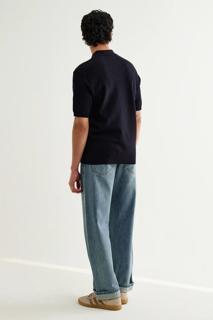 Naples Retro Diamond Knitted Polo Shirts Wax London